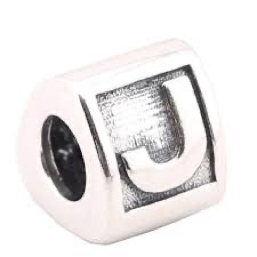 Authentic Pandora Retired Letter J Alphabet Block Charm In 925 Sterling Silver
